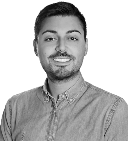 A black and white picture of Leonardo Geronzi