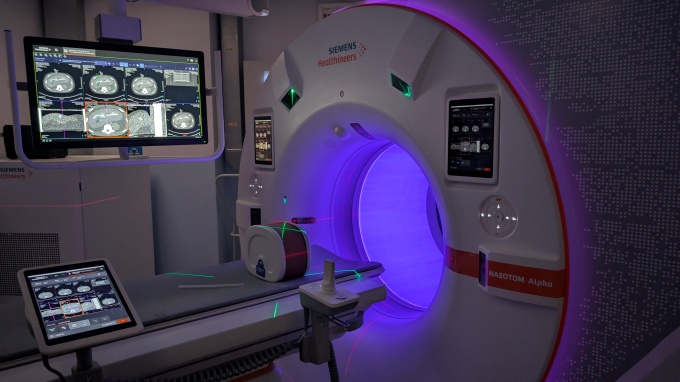 Siemens Healthineers NAEOTOM Alpha photon-counting CT scanner installed at...