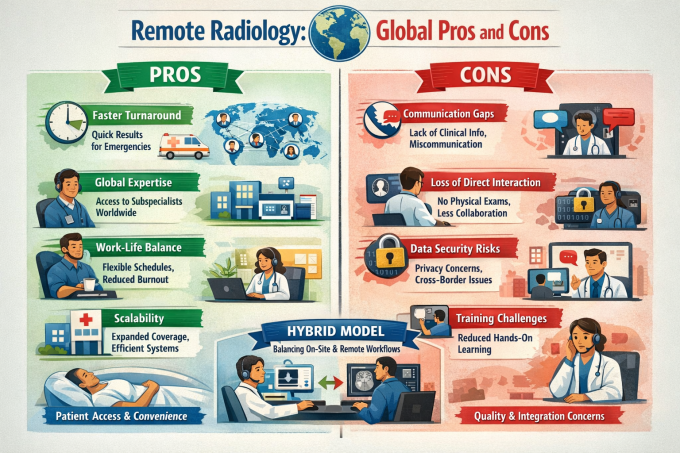 Graph illustrating the pros and cons of remote radiology....
