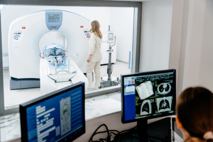 Medical staff doing a medical scan