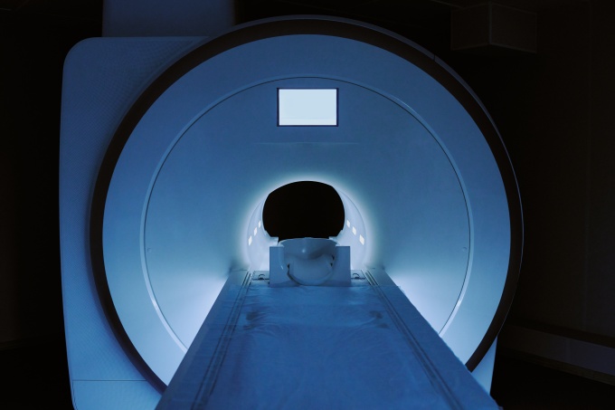 MRI scanner in a medical imaging department in the dark...